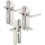 Poign�es de porte � plaque longue en acier inoxydable - agt - double - ressort de rappel - verrou rotatif ...