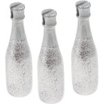 Porte - noms - 3 bouteilles de champagne argent - marque - places pour nol ou nouvel an