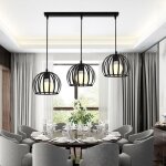 3 tete lustre suspension luminaire cage en fer noir moderne lampe suspension intrieur industrielle pour ...