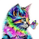 30 * 30cm diamant peinture chat et papillon 5d diy diamond painting complet strass de broderie diamant ...
