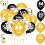30 ans noir et or anniversaire d�corations pour femmehomme30 pi�ces noir et or anniversaire ballon de ...