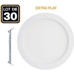 30 spots encastrable led downlight rond extra - plat 18w blanc neutre 4500k