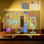 30 x 20 cm tableau lumineux message led acrylique effaçable avec 7 stylos néon support réglable cadeau ... 30 x 20 cm tableau lumineux message led acrylique effaçable avec 7 stylos néon support réglable cadeau ...