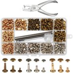300 set bouton pression cuir, kakoo 3 tailles rivets couture double cap tubulaire goujons en mtal avec ...