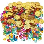 300 trsors pirates (150 diamants & 150 pices or) - coffre au trsor jouets anniversaire