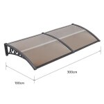 Auvent 300 x 100 cm - yis auvent de porte marquise daccueil en polycarbonate aluminium (marron)