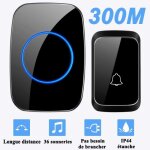 Sonnette sans fil extrieur tanche ip44 300m - noir