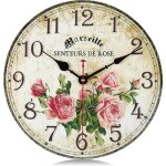 30cm horloge murale rose vintage bois silencieuse pendule murale floral retro pour salon chambre cuisine ...