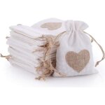 30pcs sachets en toile de jute pochettes avec cordon et motif de coeur pour drage bijoux cadeau mariage ...