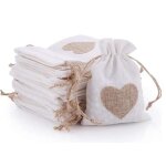 30pcs sachets en toile de jute pochettes avec cordon et motif de coeur pour drag�e bijoux cadeau mariage ...