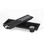 30x10cm grille gouche anti cheveux noir caniveau de bonde douche siphon de sol douche avec double filtre ...
