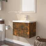 Vidaxl meuble lavabo avec bassin intgr armoire sous lavabo meuble de rangement de salle de bain maison ...