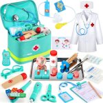 32 pi�ces mallette docteur enfant en bois avec v�ritable st�thoscopeblouse et chapeau de m�decin - kit ...