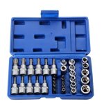 34pi�ces coffret douilles torx femelle 3 / 8 profil e4 - e20 embout torx �toil� profil t10 - t60 en acier ...