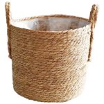 Diam�tre de 35 cm panier de jardini�re en herbe de mercouvercle de pot de plante tiss� � la main avec ...