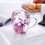 350ml tasse cappuccino verre latte macchiato tasse double paroi verre cafe tasses � th� belle fleurs ...