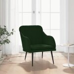 351456 vidaxl fauteuil vert fonc 63x76x80 cm velours