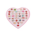 36 bagues pour enfants motif fille articles de f�te bijoux fantaisie rose 1. 5x1. 5cm.