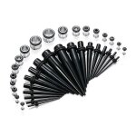 36 pcs 14g - 00g piercing kit oreille stretching acrylique c�ne et en acier inoxydable bouchons corps ...