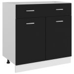 385top - markt * jills armoire de plancher - commode bas bahut de cuisine  tiroir noir 80x46x815 cm ...