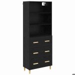 [3875801]enfilade meuble haut - buffet de salonmeuble de rangement ch�ne noir 695x34x180 cm bois ding�nieriepo ...
