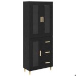 [3951532]enfilade meuble haut - buffet de salonmeuble de rangement ch�ne noir 695x34x180 cm bois ding�nieriepo ...