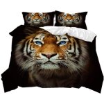 3d animal 2 personnes parure de lit tigre loup lion cerf �lan renne noir jaune bleu ciel etoil� housse ...