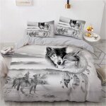 3d anime animal loups parure de litcouple de loup housse de couette100% microfibre 220x240cm [210]