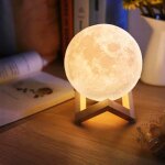 Lampe 3d - imprime - 2 couleurs - tactile - rechargeable - 15 cm