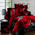 3d motif rose 4 parure de lit - - housse de couette drap et 2 taies doreillerhousse de couette