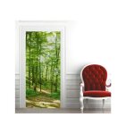 3d stickers porte interieure trompe loeil poster mural effet dcoration fort verte  flanc de colline ...