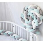 3m tour de lit coussin serpent coussin tress� pare - chocs velours protection b�b� (blanc + gris + vert) ...