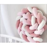 3m tour de lit coussin serpent coussin tressé pare - chocs velours protection bébé (blanc + rose + rose ... 3m tour de lit coussin serpent coussin tressé pare - chocs velours protection bébé (blanc + rose + rose ...