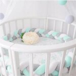 3m tour de lit coussin serpent coussin tress pare - chocs velours protection bb - gris + blanc + vert ...