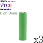 3pcs accu sony 18650 vtc6 - 3000 mah inr 3. 7v rechargeable li - ion batteries