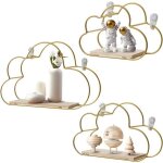 3pcs �tag�res murales nuages en m�tal et bois - rangement mural - pour �tag�re de cuisine chambre � coucher ...
