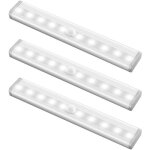 3pcs lampe détecteur de mouvement10led lampe de placard veilleuse ledlampe escalier - blanc froid 3pcs lampe détecteur de mouvement10led lampe de placard veilleuse ledlampe escalier - blanc froid