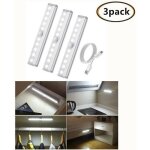 3pcs lampe dtecteur de mouvement lampe de placard usb rechargeable veilleuse led10 led lampe escalier ...