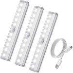 Lampe dtecteur de mouvement - usb rechargeable - led - blanc - intrieur - 3pcs