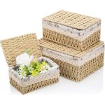 3pcs panier rangement osier � couvercle avec motif floral paniers et bo�tes de rangement pour chambre ...