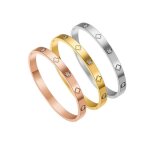3pcs plaqu� or femmes amour bracelet lucky set bracelet avec zircone cubique bracelet mode fille bijoux ...