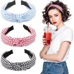 3pcs serre - t�te carreaux large r�tro mignon headband vintage en tissu decoration de oktoberfest party ...