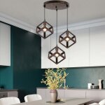 3ttes lustre - suspension luminaire design cube mtal ?16cm industriel corde ajustable lustre intrieur ...