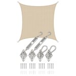 3x3 voile dombrage carr�e respirante - toile de jardin avec fixation acier inox