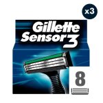 Lames de rasoir - gillette - sensor3 - 3x8 - confort optimal - pour hommes adultes