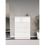 3xeliving commode élégante et spacieuse demii 4 tiroirs 102 cm blanc / blanc brillant parfaite pour le ... 3xeliving commode élégante et spacieuse demii 4 tiroirs 102 cm blanc / blanc brillant parfaite pour le ...