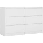 3xeliving �l�gante et spacieuse commode demi 6 tiroirs 140 cm blanche parfaite pour le salon le bureau ...