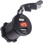 4. 2a prise usb voiture 2 ports chargeur avec 12v voltm�tre pour bateau (rouge)