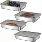 4 bo�tes conservation acier inoxydable�avec couvercle herm�tique pour cuisine et cong�lateur label