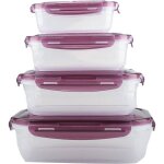 4 bo�tes plastique (280 / 500 / 1000 / 1800 ml) r�utilisables micro - ondes / r�frig�rateur rangement ...